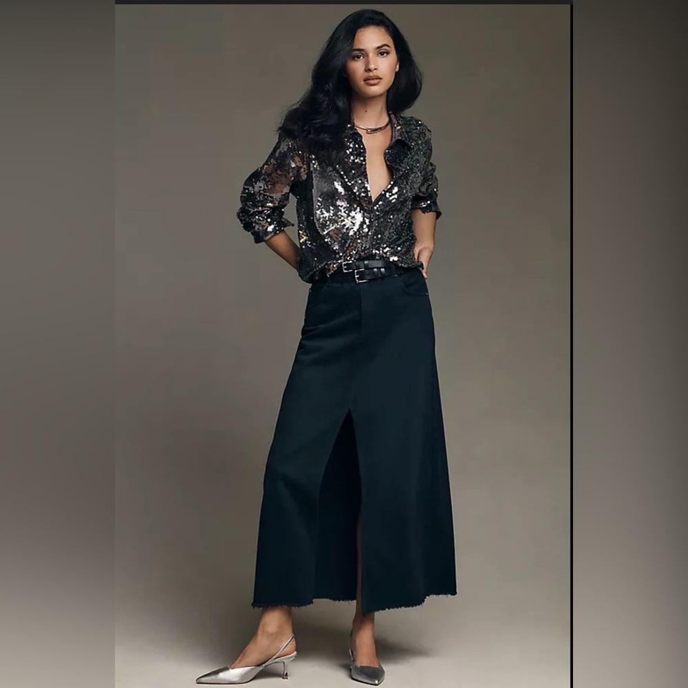 Pilcro The Madi Front-Slit Denim Skirt by Anthropologie ~ US 6 (UK 10)